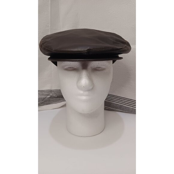 Sima International Brown Leather USA Large United Hatters Cap Newsboys Vintage H - Picture 1 of 11